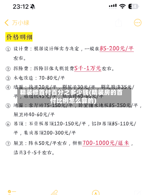 精装修首付百分之多少钱(精装房的首付比例怎么算的)-第2张图片