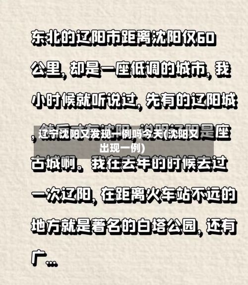 辽宁沈阳又发现一例吗今天(沈阳又出现一例)