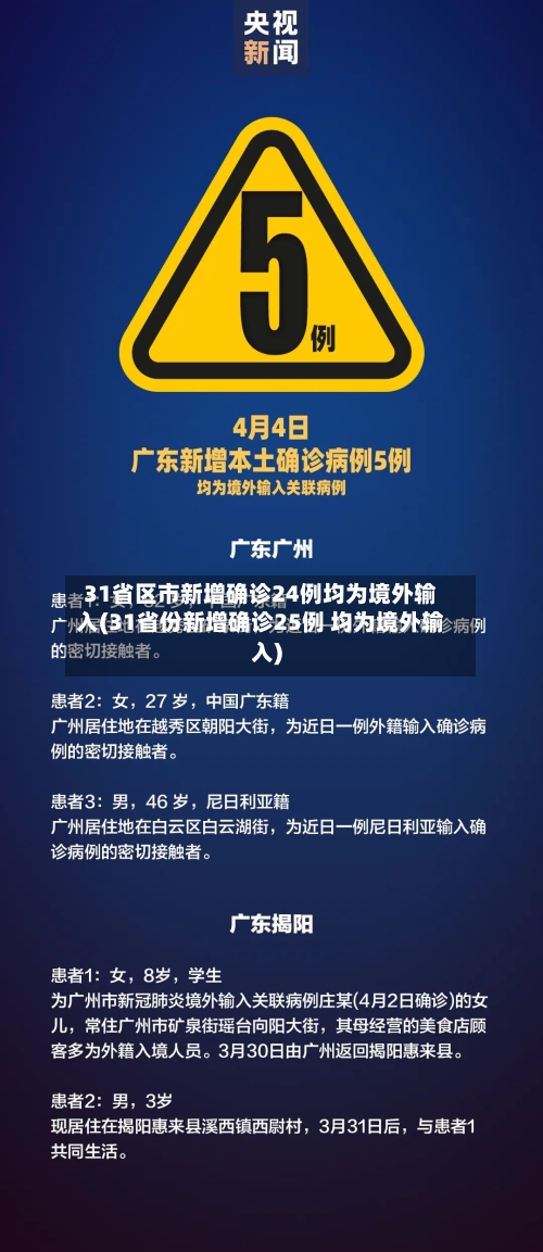 31省区市新增确诊24例均为境外输入(31省份新增确诊25例 均为境外输入)