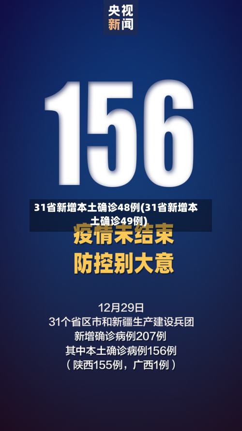 31省新增本土确诊48例(31省新增本土确诊49例)