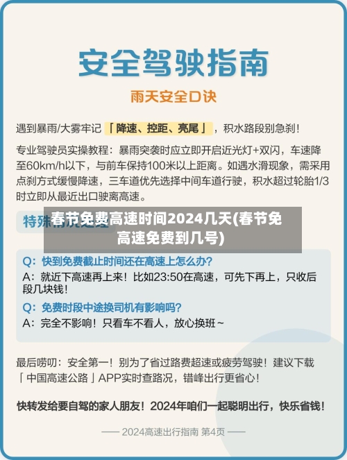 春节免费高速时间2024几天(春节免高速免费到几号)