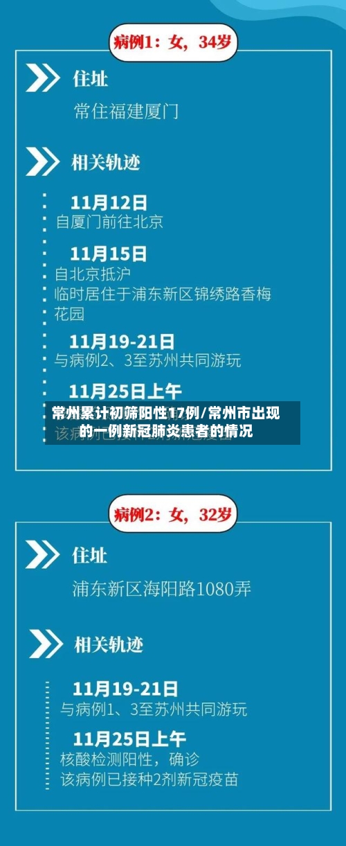 常州累计初筛阳性17例/常州市出现的一例新冠肺炎患者的情况