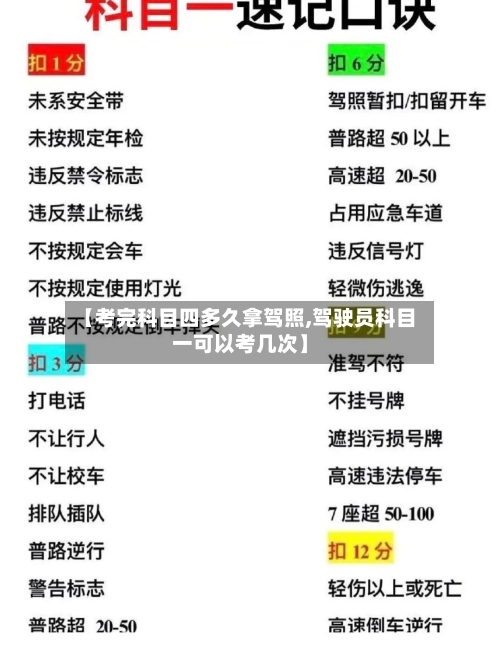 【考完科目四多久拿驾照,驾驶员科目一可以考几次】