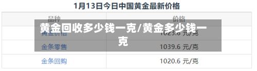 黄金回收多少钱一克/黄金多少钱一克-第2张图片
