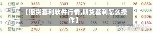 【期货套利软件行情,期货套利怎么操作】