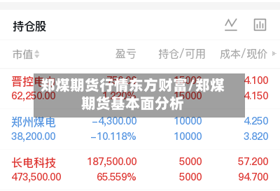 郑煤期货行情东方财富/郑煤期货基本面分析