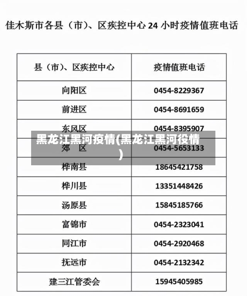 黑龙江黑河疫情(黑龙江黑河役情)