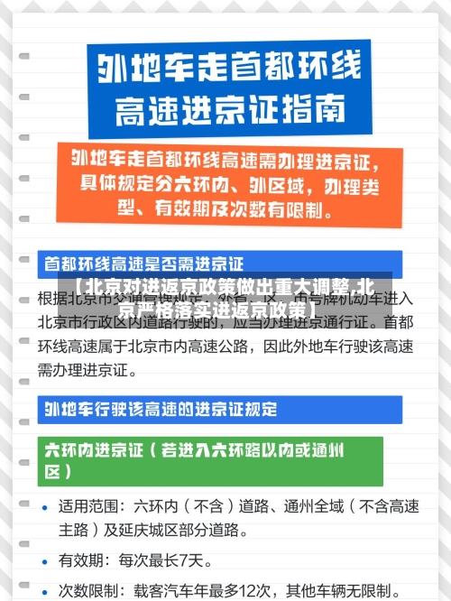 【北京对进返京政策做出重大调整,北京严格落实进返京政策】