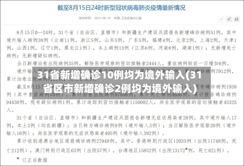 31省新增确诊10例均为境外输入(31省区市新增确诊2例均为境外输入)