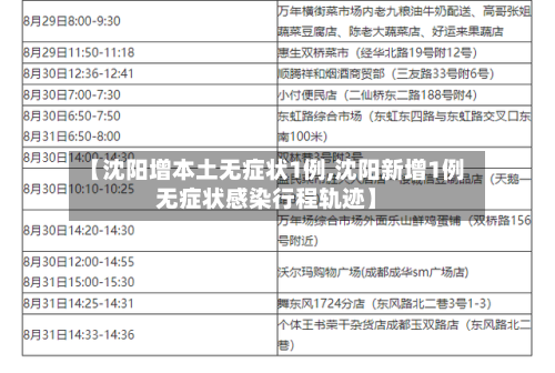 【沈阳增本土无症状1例,沈阳新增1例无症状感染行程轨迹】