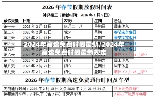 2024年高速免费时间最新/2024年高速免费时间最新规定