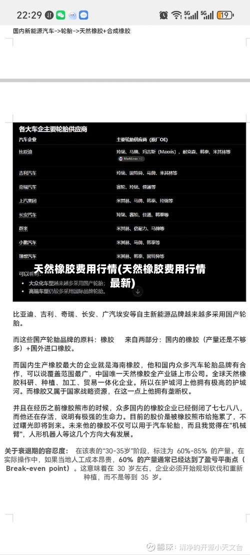 天然橡胶费用行情(天然橡胶费用行情最新)