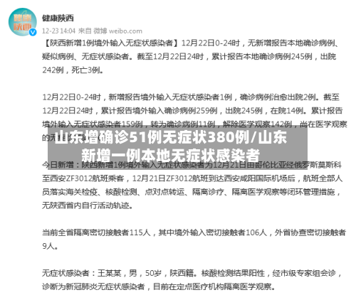 山东增确诊51例无症状380例/山东新增一例本地无症状感染者