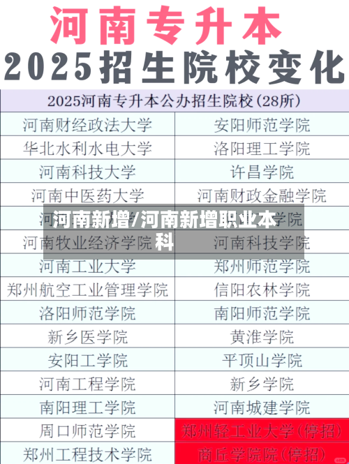 河南新增/河南新增职业本科
