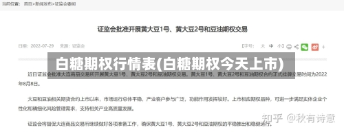 白糖期权行情表(白糖期权今天上市)