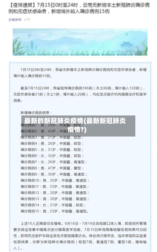 最新的新冠肺炎疫情(最新新冠肺炎疫情?)-第2张图片