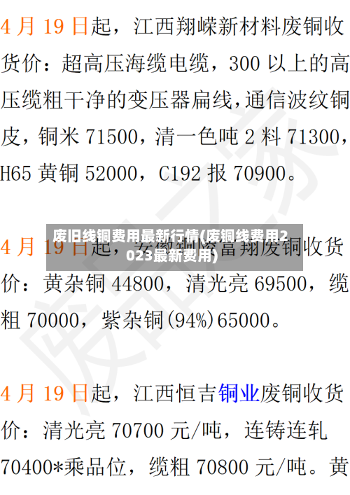 废旧线铜费用最新行情(废铜线费用2023最新费用)