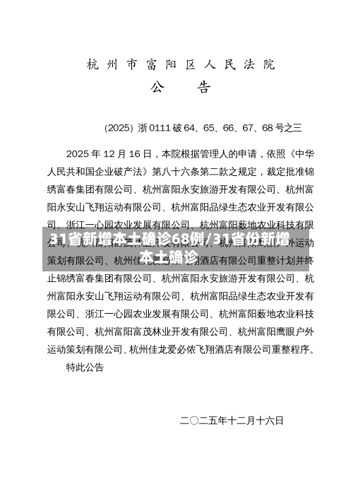 31省新增本土确诊68例/31省份新增本土确诊