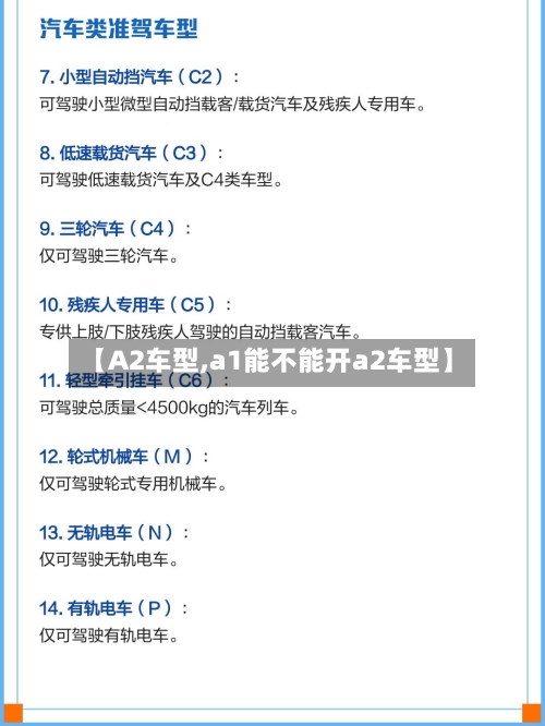 【A2车型,a1能不能开a2车型】-第3张图片