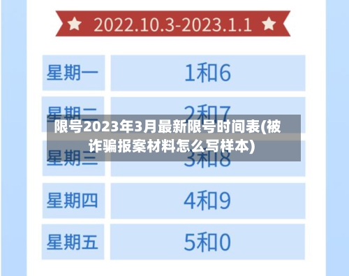 限号2023年3月最新限号时间表(被诈骗报案材料怎么写样本)